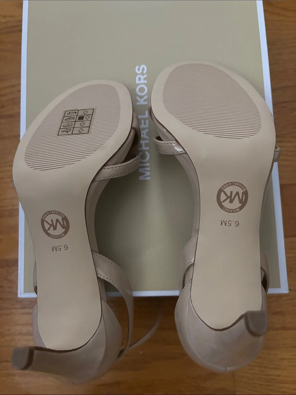 Michael Kors Beige Patent Ankle-Strap Heels
